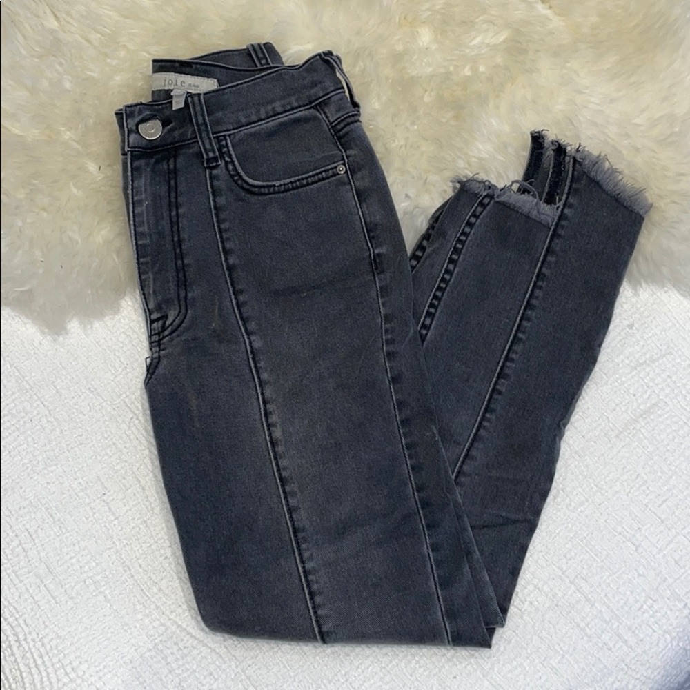 Joie Denim Gray Cropped Straight Leg Jeans